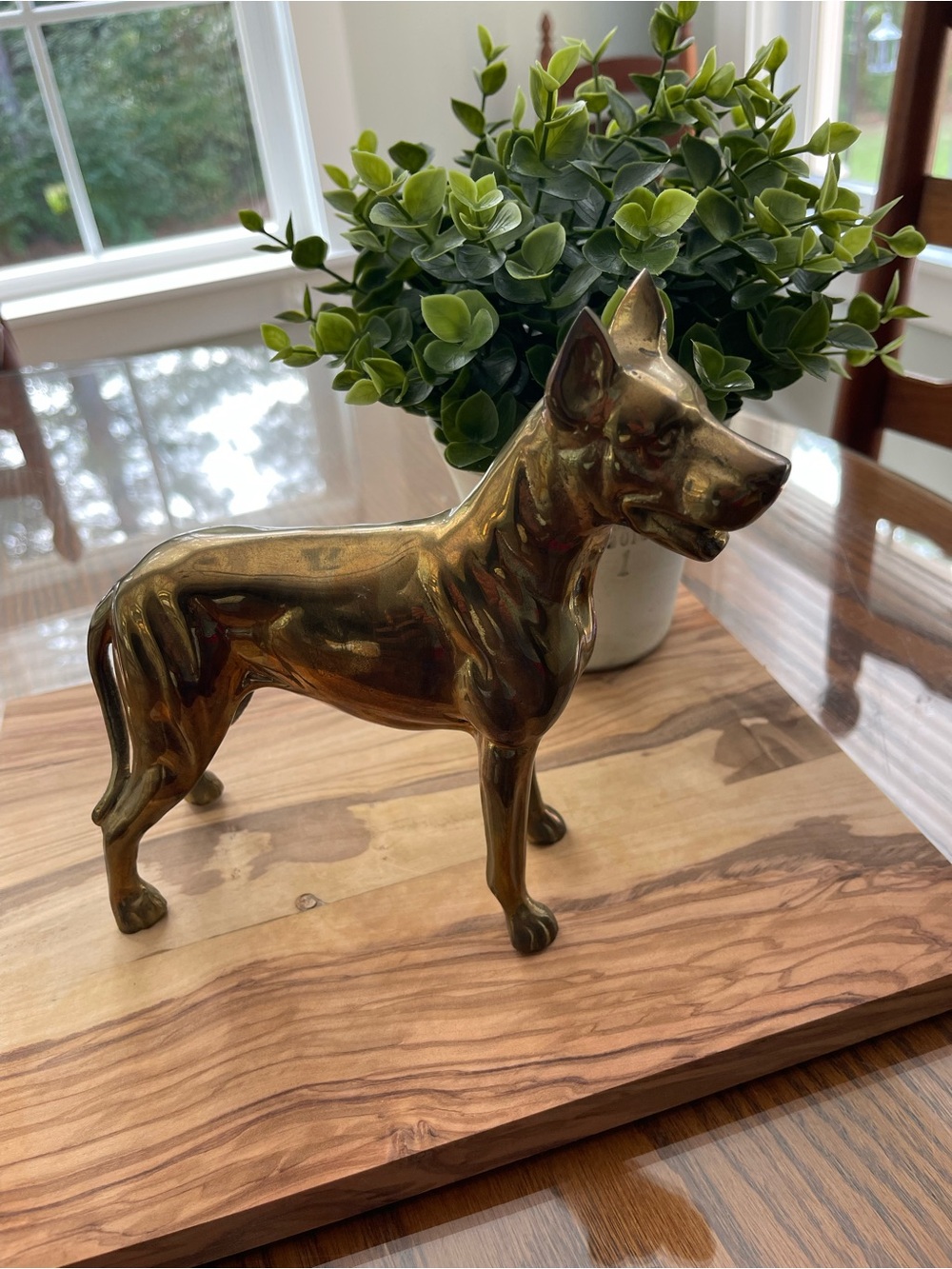 Vintage Solid Brass Great Dane Dog Statue Sculpture 8” Heavy 2.4 Lbs